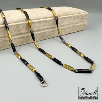 ست دستبند و زنجیر طلایی و مشکی کبریتی|140404158 - Image 4