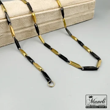 ست دستبند و زنجیر طلایی و مشکی کبریتی|140404158