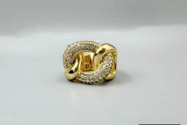 انگشتر مدل کارتیر نگین دار آبکاری طلا ترند|140404166