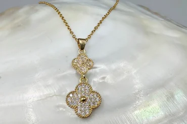 گردنبند ونکلیف دوگل نگین مخراج شده و رنگ ثابت|گردنبند ترند|14040434