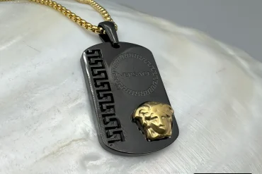 گردنبند ورساچه مشکی و طلایی رنگ ثابت|140405127