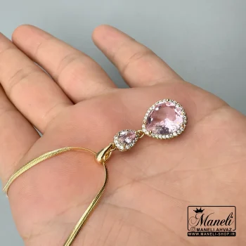 گردنبند طلایی بانگین صورتیررنگ ثابت زنانه|140405129 - Image 3