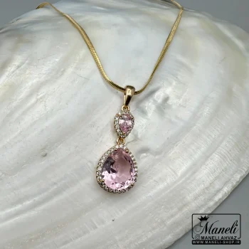 گردنبند طلایی بانگین صورتیررنگ ثابت زنانه|140405129