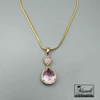 گردنبند طلایی بانگین صورتیررنگ ثابت زنانه|140405129 - Image 5