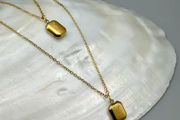 گردنبند کاپلی شمش مشابه طلا رنگ ثابت زنانه|140405132