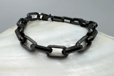 دستبند مردانه مشکی رنگ ثابت مدل زنجیری|140405148