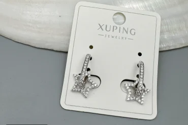 گوشواره ستاره نگین دار ضد حساسیت مجلسی نقره ای|140405146