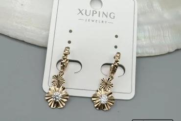 گوشواره گل دار ضد حساسیت مجلسی طلایی|140405147