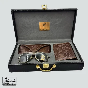 ست هدیه ای چرم و عینک Ray-Ban چرمسال | چرم طبیعی قهوه ای 14040521