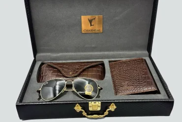 ست هدیه ای چرم و عینک Ray-Ban چرمسال | چرم طبیعی قهوه ای 14040521