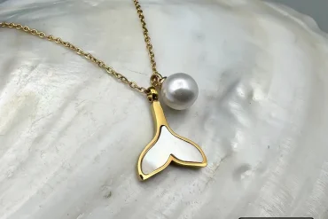 گردنبند دم وال مرواریدی رنگ ثابت|140405115