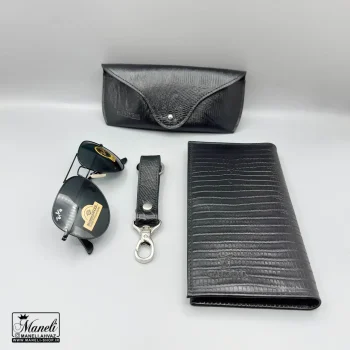 ست چرم و عینک Ray-Ban چهارتکه چرمسال | چرم طبیعی مشکی 14040523 - تصویر 4