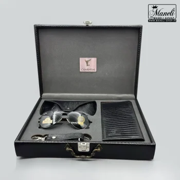 ست چرم و عینک Ray-Ban چهارتکه چرمسال | چرم طبیعی مشکی 14040523