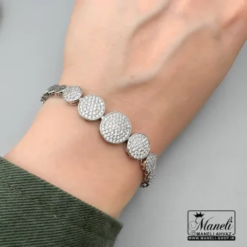 دستبند زنانه رنگ ثابت مشابه طلا نقره ای با نگین مخراج شده|41166 - Image 2