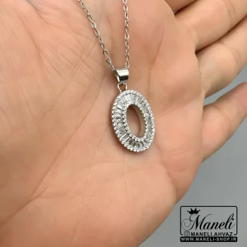گردنبند زنانه نقره ای نگین باگتی مشابه طلا|140405113 - Image 5
