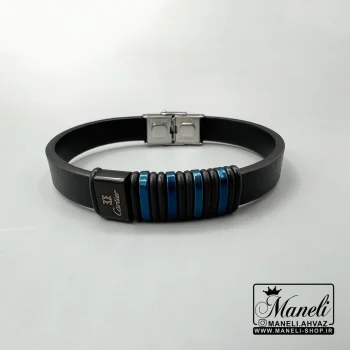 دستبند آبی کاربنی مردانه چرم|14040558 - Image 3