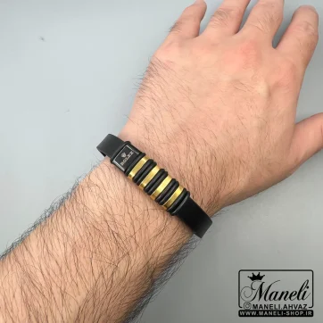 دستبند مردانه مشکی چرمی