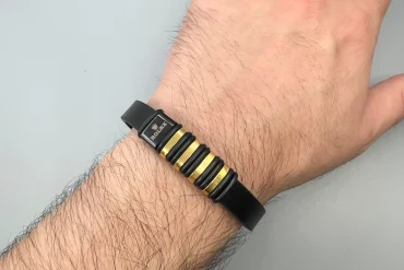 دستبند مردانه مشکی چرمی