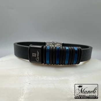 دستبند آبی کاربنی مردانه چرم|14040558 - Image 2