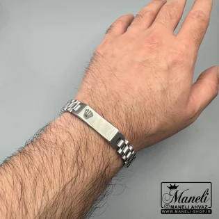 دستبند رولکس استیل سه رج نقره ای رنگ ثابت|14040548