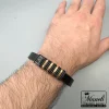 دستبند مردانه مشکی و رزگلد چرم|14040559