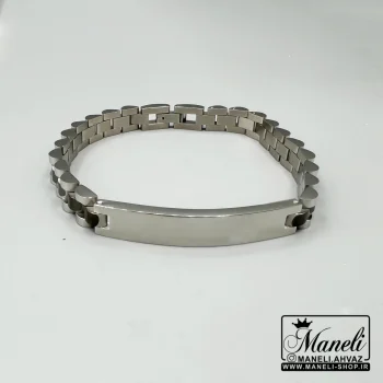 دستبند دو رنگ سیلور ومشکی مردانه رنگ ثابت|14040540 - Image 5