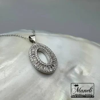 گردنبند زنانه نقره ای نگین باگتی مشابه طلا|140405113