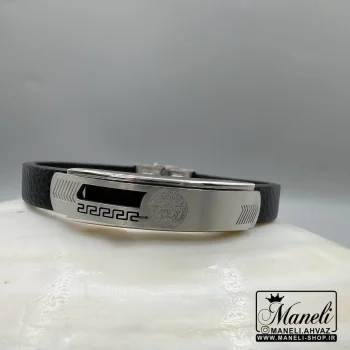 دستبند مردانه چرم و استیل ورساچه|14040556 - Image 6