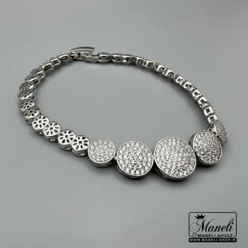 دستبند زنانه رنگ ثابت مشابه طلا نقره ای با نگین مخراج شده|41166 - Image 4