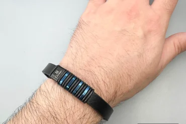 دستبند آبی کاربنی مردانه چرم|14040558