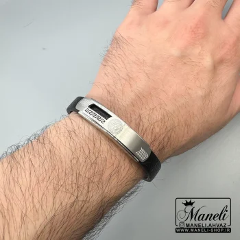 دستبند مردانه چرم و استیل ورساچه|14040556 - Image 5