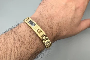 دستبند رولکس مردانه طلایی شامپاینی|14040510