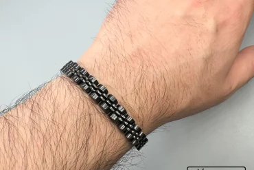 دستبند مشکی رولکس زنانه مردانه قابل کوتاه شدن رنگ ثابت|14040543
