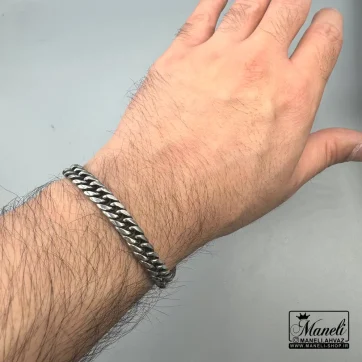 دستبند کارتیر سیاه قلم | 5 میل نقره ای 14040507