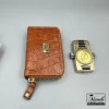 ست چرم 4 تکه با فندک ساعت دار دنیس | چرم طبیعی - عسلی 14040513 - Image 5