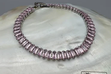 دستبند زنانه نگین صورتی |14040577