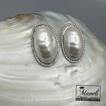 گوشواره زنانه مرواریدی دور نگین زنانه|14040567