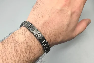 دستبند مشکی رولکس مردانه رنگ ثابت|14040533