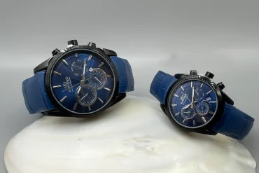 ساعت بند چرم مردانه الگانس آبی|14040596