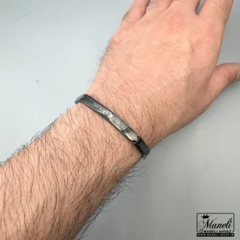دستبند مردانه استیل مشکی با طرح ورساچه 14040506