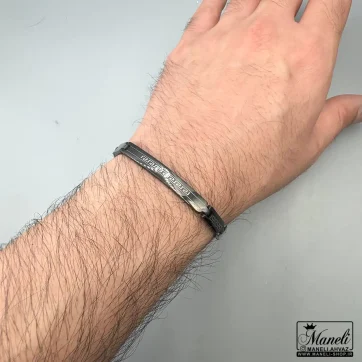 دستبند مردانه استیل مشکی با طرح ورساچه 14040506