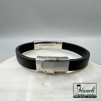دستبند مردانه چرم و استیل ورساچه|14040556 - Image 2