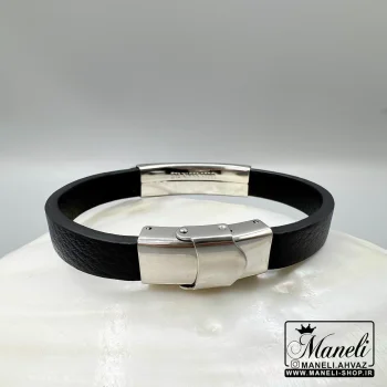دستبند چرم و استیل مردانه ورساچه|14040557 - Image 3