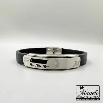 دستبند مردانه چرم و استیل ورساچه|14040556 - Image 3