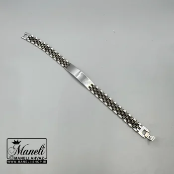 دستبند دو رنگ سیلور ومشکی مردانه رنگ ثابت|14040540 - Image 3