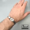 دستبند اسپرت نقره ای مدل کمربند رنگ ثابت تمام استیل|14040539