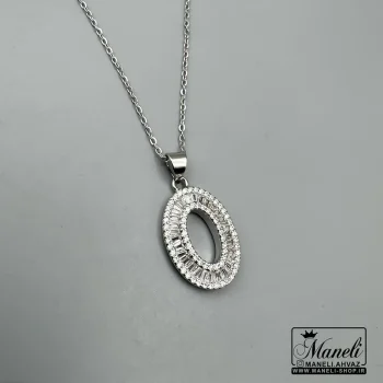 گردنبند زنانه نقره ای نگین باگتی مشابه طلا|140405113 - Image 2