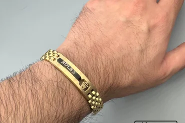 دستبند مردانه رولکس با رنگ طلایی