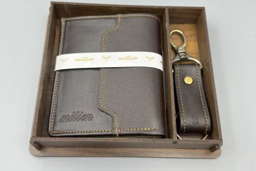 ست کیف پول کوتاه و جاکلیدی میلیون | چرم طبیعی |  قهوه ای |14040618