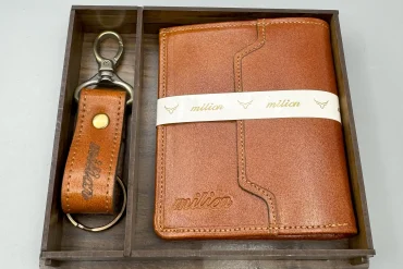 ست جاسوئیچی و کیف کوتاه مردانه عسلی|14040611